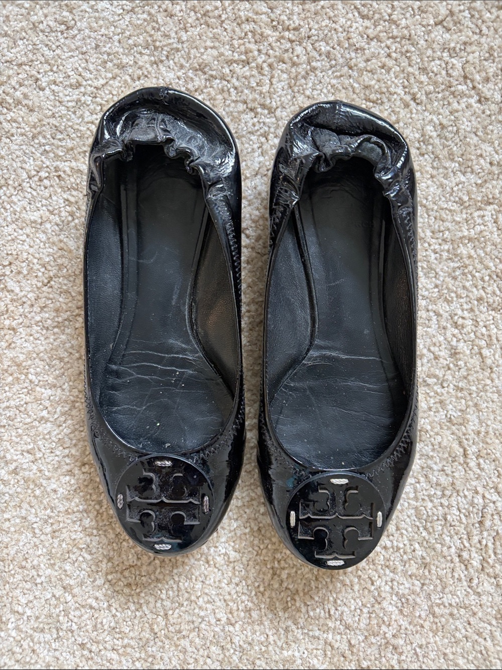 Tory Burch Black Patent Logo Ballet Flats